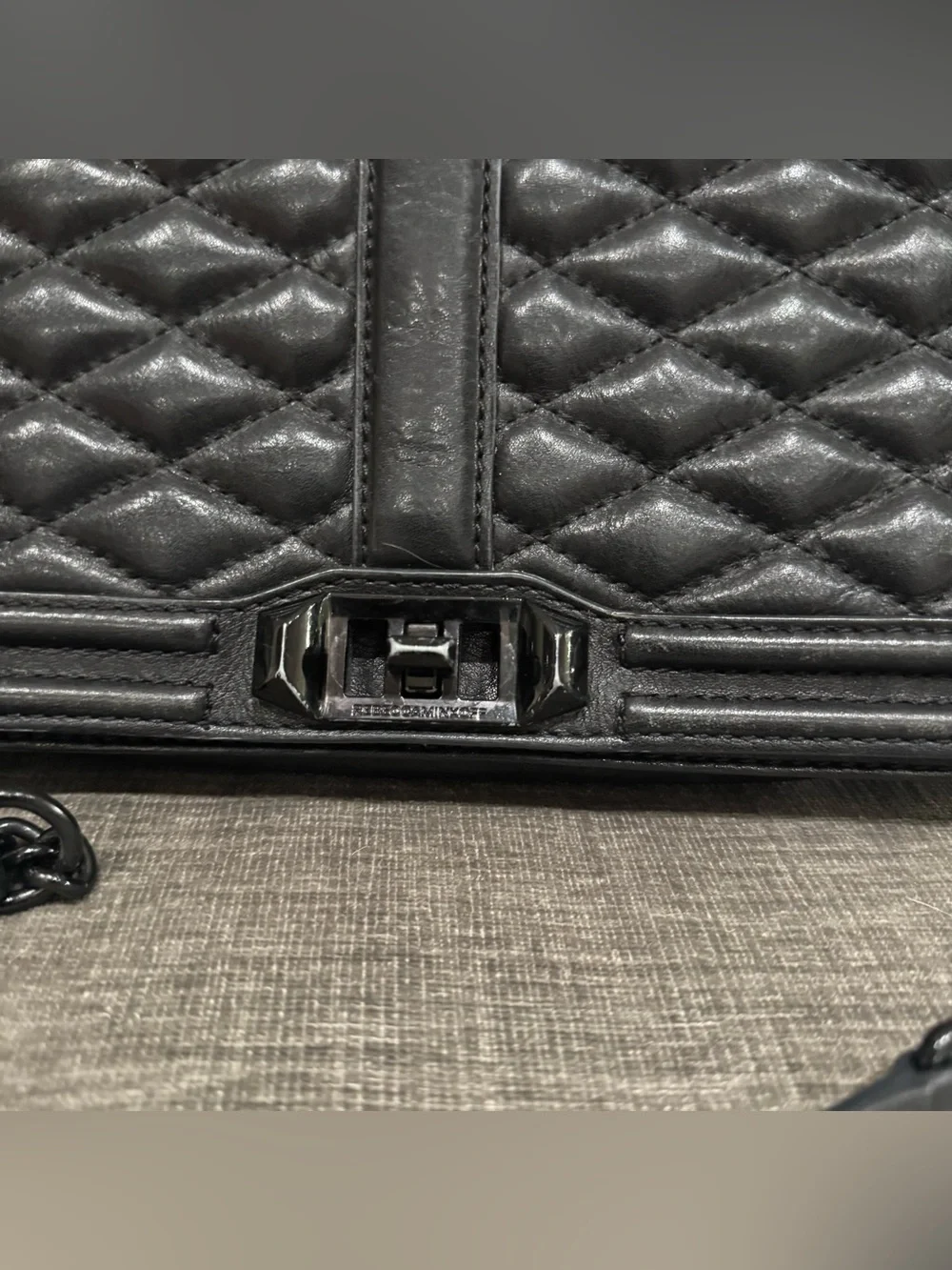 Rebecca Minkoff Jumbo Love Black Diamond Quilted Leather Crossbody